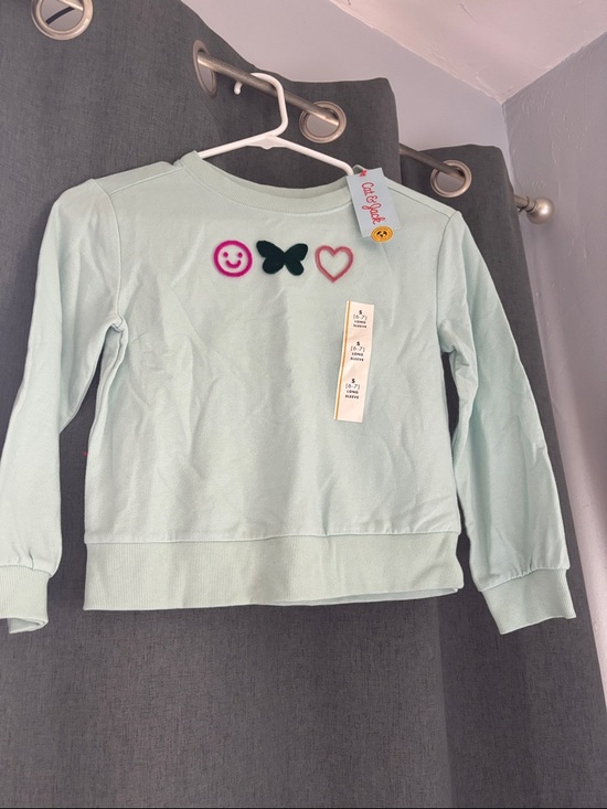 Cat & Jack Other - Cat & Jack Mint Green Sweatshirt with Smiley, Butterfly & Heart